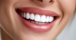 A woman’s smile with bright white teeth after professional teeth whitening treatment In Portage, MI