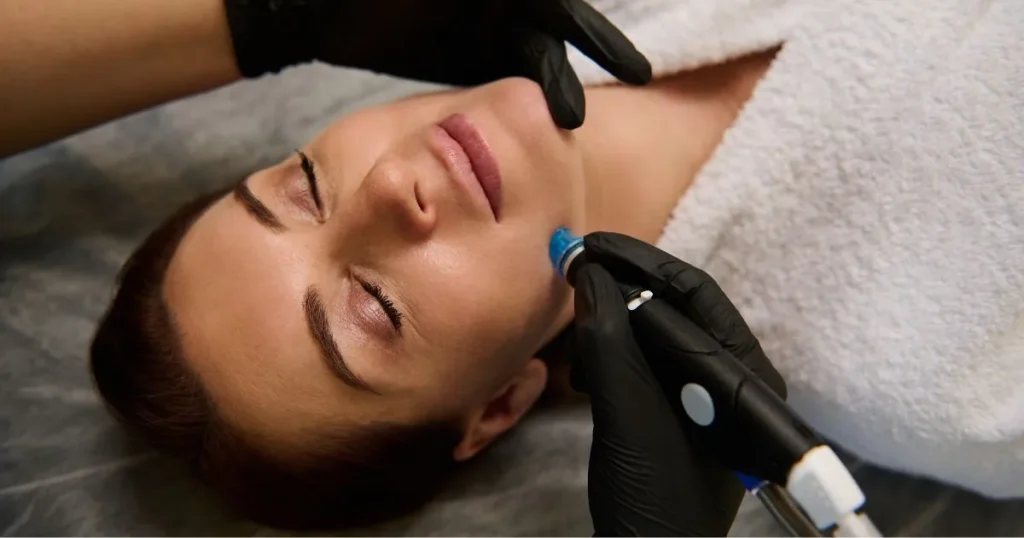 Woman receiving a Signature HydraFacial in Portage & St. Joseph, MI